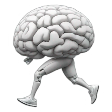 running brain ai, with legs, logo, human body, logo, epured sticker