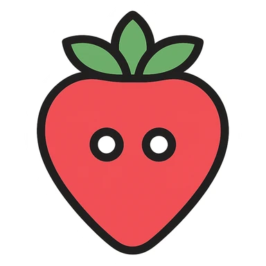strawberry button as a colorful outline icon, clean and minimalist sticker