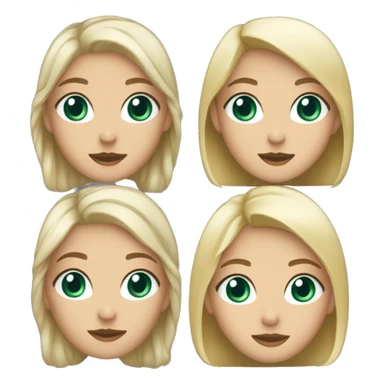 a girl with green eyes, a blonde with long hair, and next to her a girl with blue eyes and short dark shoulder-length hair sticker