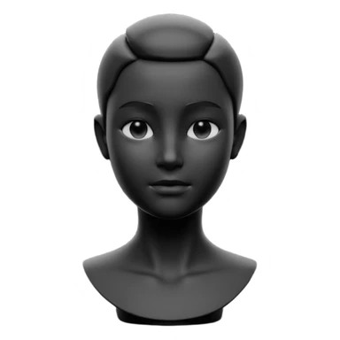 minimalist 3d avatar, stylized human bust, no hairstyle, distinctive facial features, smooth matte plastic texture, soft cinematic lighting, subtle rim light, clay render style, modern digital illustration, octane render. black, completely monochrome, matte sticker