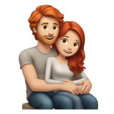 Red hair girl sitting on brunette boyfriend’s lap sticker