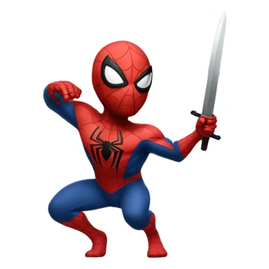 Spider-man with a sword in a slicing pose sticker