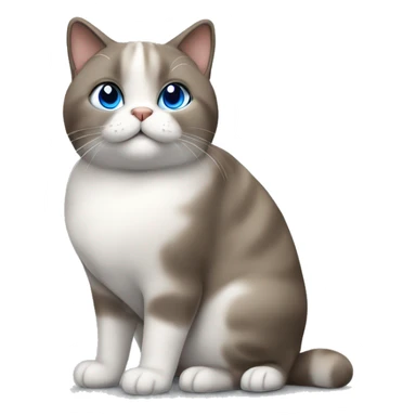 chubby blue-eyed brown grey white cat standing sticker