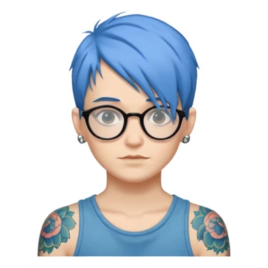 Tattooed & Blue Haired with glasse sticker