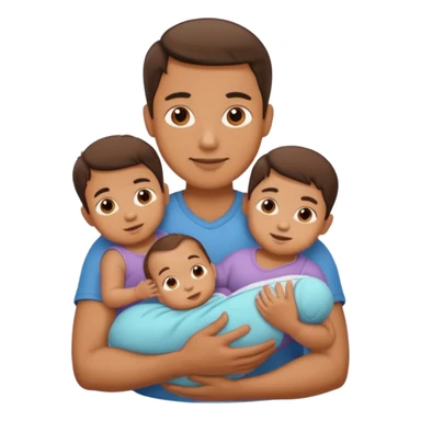 man with three babies sticker