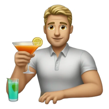 white male drinks cocktail sticker