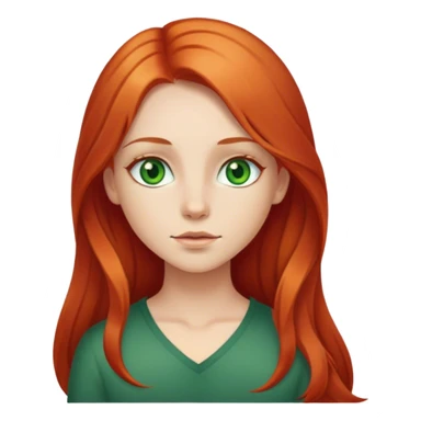 Girl with long red hair middle part, thin blonde streak in front and green eyes  sticker