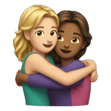Two girl hugging each other sticker