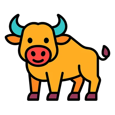 buffalo, playful and vibrant, with black outlines and color fill sticker