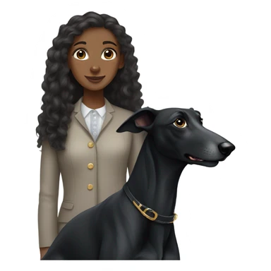 Black greyhound with dark curly hair girl sticker