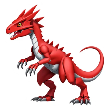  Cool Edgy Red Digimon-Fakemon-Guilmon-Velociraptor-Dragon-Mecha full body sticker