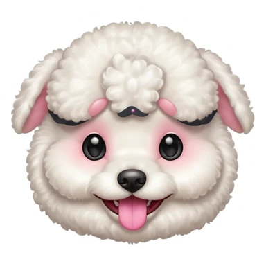 smile, baby white toy Poodle,only face  sticker