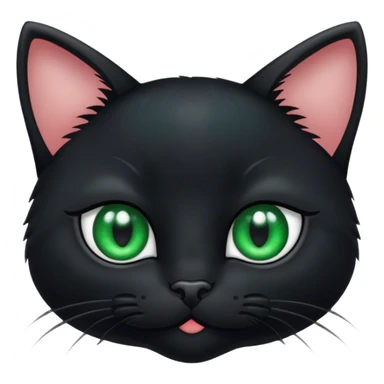 Black kitten face with big green eyes  sticker