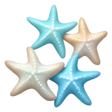 2 starfish shells one pastel blue and one a pearly white  sticker