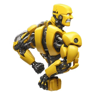Flexing yellow mechanical cyborg bicep with shocks attached to arm sticker