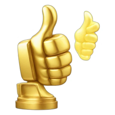 Glowing Golden Thumbs up award statue sticker