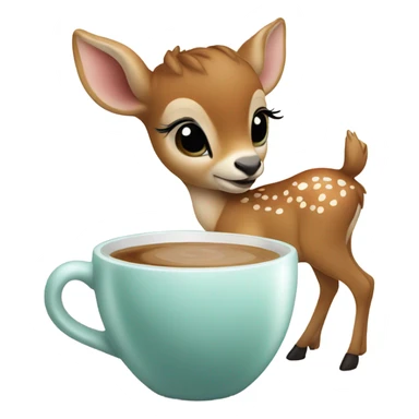 Baby deer drinking iced coffee sticker