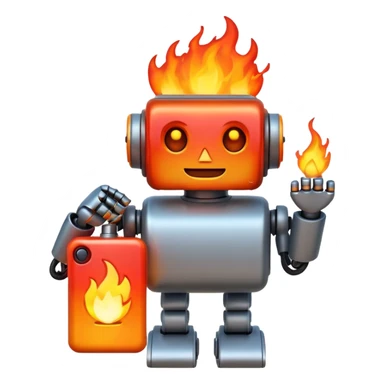 로보트 이모지+불+배터리 sticker