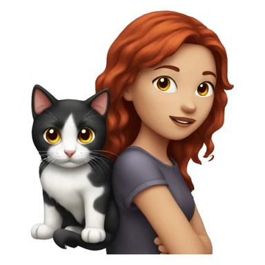 Dark redhair Girl with a Cat  sticker