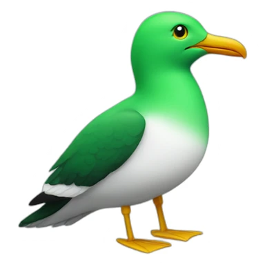 a fully green seagull sticker