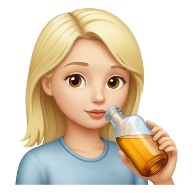 blond girl drinking a bottle  sticker