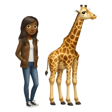 Giraffe and brunette girl  sticker