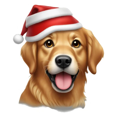 Dark red golden retriever with Santa hat sticker