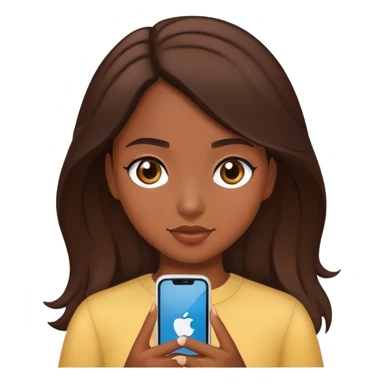 a girl brunette with her iphone sticker