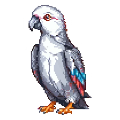 african grey parrot, pixel art, small and cute, vibrant colors sticker