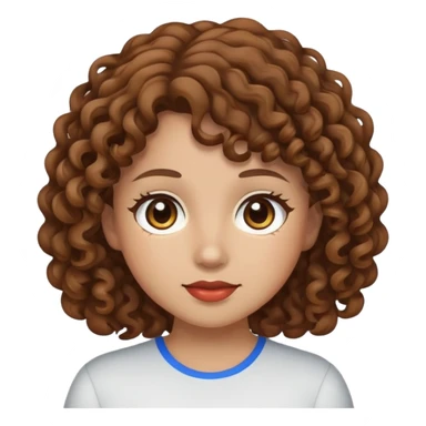 Apple based Genmoji of a girl with brown curl y huir and brown eyes sticker