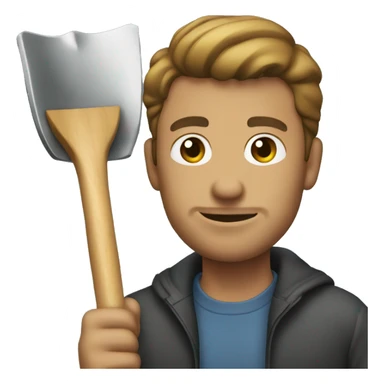 man holding shovel sticker