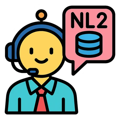 colored icon of an AI agent named NL2Cypher with a speech bubble and database symbol sticker