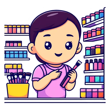 kid in makeup store sticker