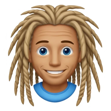 Hippie man smiling with blue eyes and dreadlocks sticker