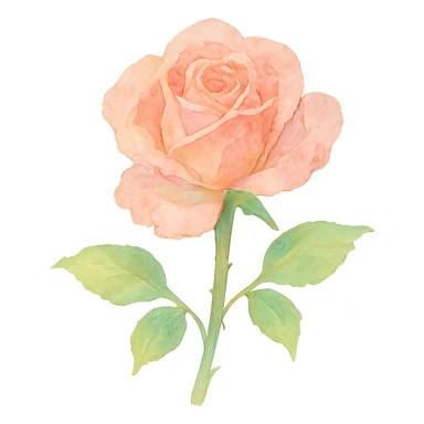 watercolor illustration of a rose, light brush strokes, pastel shades sticker