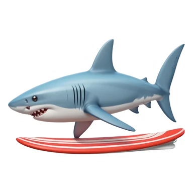 Un tiburón con patas y tenis en sus aletas surfeando  sticker