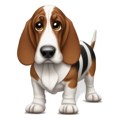 Basset hound with brown and white spots in a tutu sticker