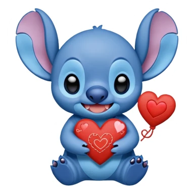 Stitch with heart  sticker