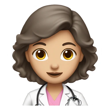 pretty brunette nurse with long hair in pink scrubs sticker