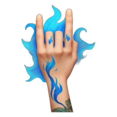 Hands up with blue flame tattoos on the forearm sticker