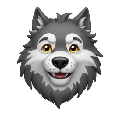lobo con cara sonriente sticker