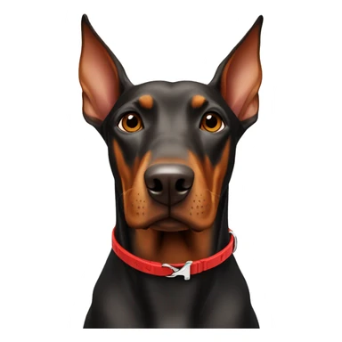 doberman with a red dog-collar sticker