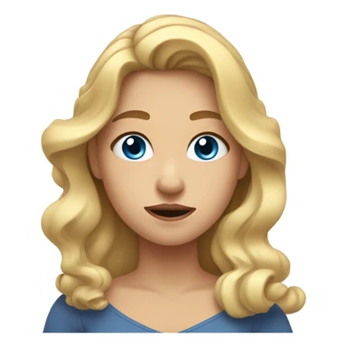 Girl with wavy blonde hair and blue eyes slapping her face sticker