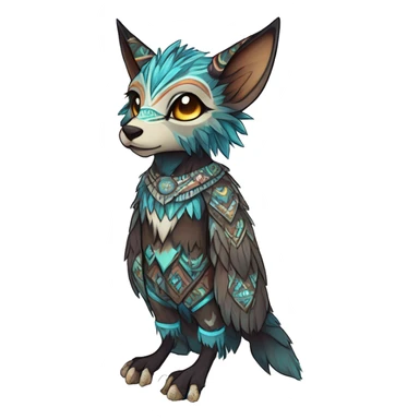 cute Kawaii edgy ethereal shy epic tribal fantasy animal fursona Fionbri creature by griffsnuff & LiLaiRa & Falvie with exotic colors with intricate patterns full body sticker