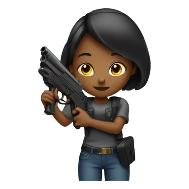 Girl holding black watergun sticker