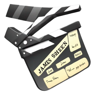 Clapperboard with "James Sheen Online" written on it sticker