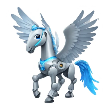 Robot Pegasus with blue wings sticker