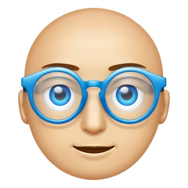Emoji of eyes with blue glasses, in 24x24 size. Minimalist, modern design with a clear focus on the eyes and glasses sticker
