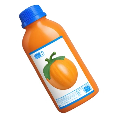 1 Orange plastic Squash Concentrate bottle with a blue lid and blue label sticker