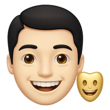 Isso agora faca esse emoji masculino com um cabelo preto baixo e um sorriso com um dente de ouro sticker
